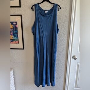 GAP Cotton Modal Midi Dress Size XXL Midi Sheath Racerback Casual Knit Blue